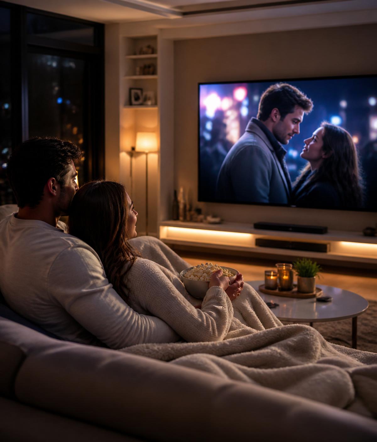 Casal assistindo filme